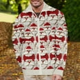 thumbnail image 2 of KeShDi Mens Leather Jacket Men's Christmas Print Warm Christmas Full Zip Cardigan Long Sleeve Hoodless Casual Coat Beige 3X, 2 of 5