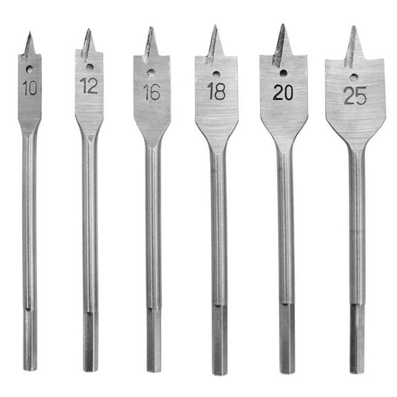 Industrial Spade Drill Bit Set | Flat Paddle Wood Boring Bits for Carpenter | 10mm-25mm Hex Shank High-Carbon Steel Tools