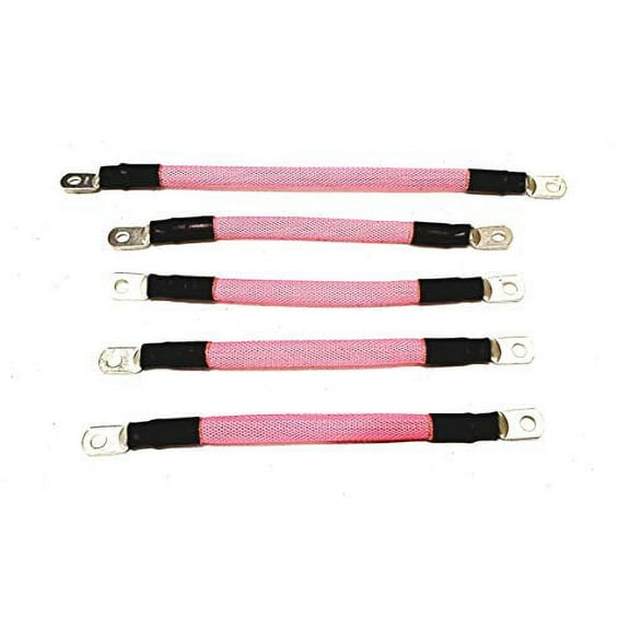 AC/DC WIRE AND SUPPLY 4 Gauge Golf Cart Battery Cable Set, (Pink)(Braided) E-Z-GO 1994 & UP MED/TXT 36V U.S.A Made (5 PC)