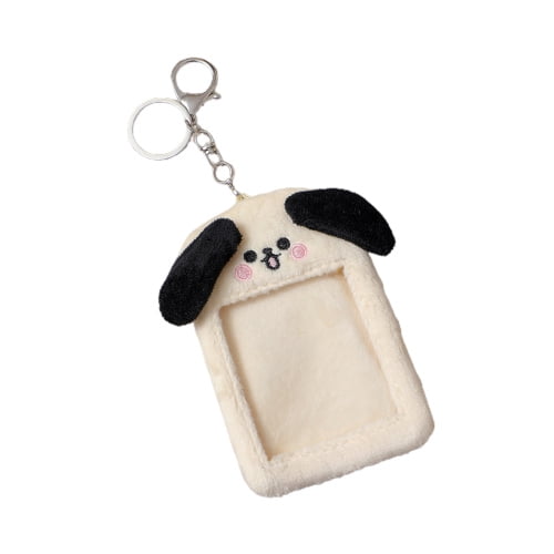 Cute Cartoon Plush Photo Card Holder With Keychain - Dog & Cat Design For Kpop IDs, Bag Decor - View #4