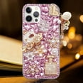 thumbnail image 5 of Compatible with iPhone 12 Pro Case Luxury Elegant 3D Bling Sparkly Crystal Diamond Perfume Bottle Pumpkin Car Iron Tower Pendant Handmade Pearl Flowers Soft Protective Case 6.1 inch Black, 5 of 5
