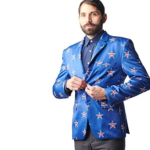 The Uncle Sam, Manteau de Sport Patriotique - Blazer de Costume de Fête Drapeau Américain (48)