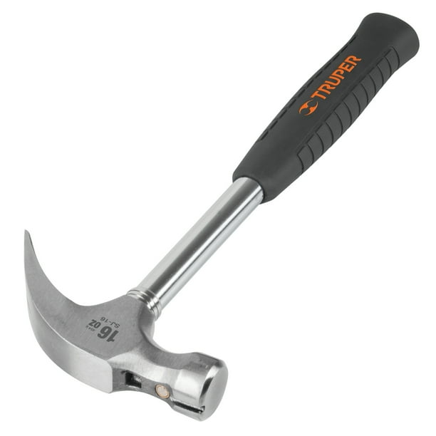 Martillo pulido 16 oz,uña curva,mango tubular con neopreno Truper 16700