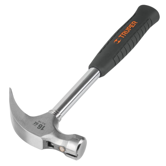 Martillo pulido 16 oz,uña curva,mango tubular con neopreno Truper 16700