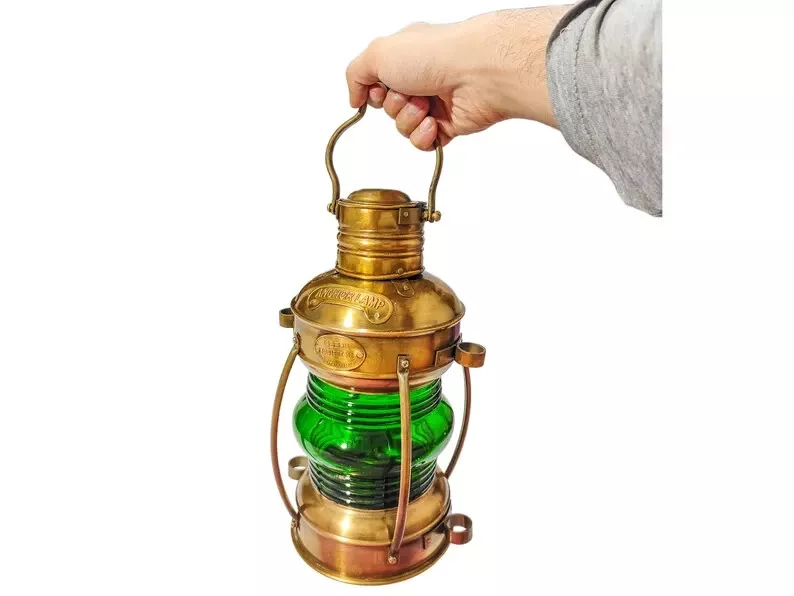 10" Solid Iron Working Outdoor Lantern Light, Nautical Ship/Boat Oil Lamp, Maritime