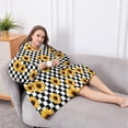 thumbnail image 5 of Oversized Wearable Blanket Hoodie,Black White Checker Sunflower Pattern Sherpa Blanket Hoodie with Super Pockets,Super Warm Fuzzy Pullover for Women & Men, 5 of 6