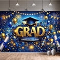 thumbnail image 2 of 6x4ft Blue and Gold Graduation Photography Backdrop, Congratulations Grad Photo Booth Background with Cap Diploma Balloons, 2026 Grad Party Decorations Supplies, 2 of 7