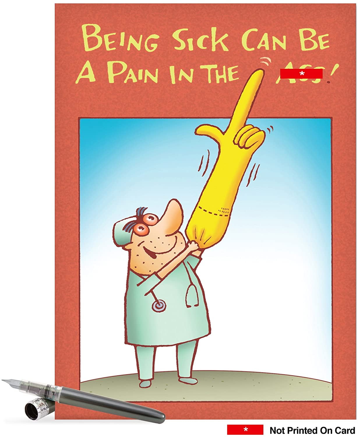 NobleWorks Jumbo Funny Get Well Card 'Pain in The Ass' with Matching Envelope Extra Large