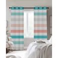 thumbnail image 3 of Teal Pink Striped Blackout Curtains, Light Blocking Print Window Curtains, Farmhouse Stripes Simple Art Thermal Insulated Window Drapes for Living Room Kitchen Cafe 2 Panels, 84"W x 84"L, 3 of 9
