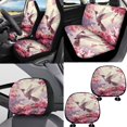 thumbnail image 2 of FKELYI Peach Floral Hummingbird Print 16-Piece Car Interior Set Auto Seat Covers with Steering Wheel Cover Seat Belt Pads Headrest Covers Hanbrake Cover Gear Shift Cover Armrest Pad Coasters, 2 of 6