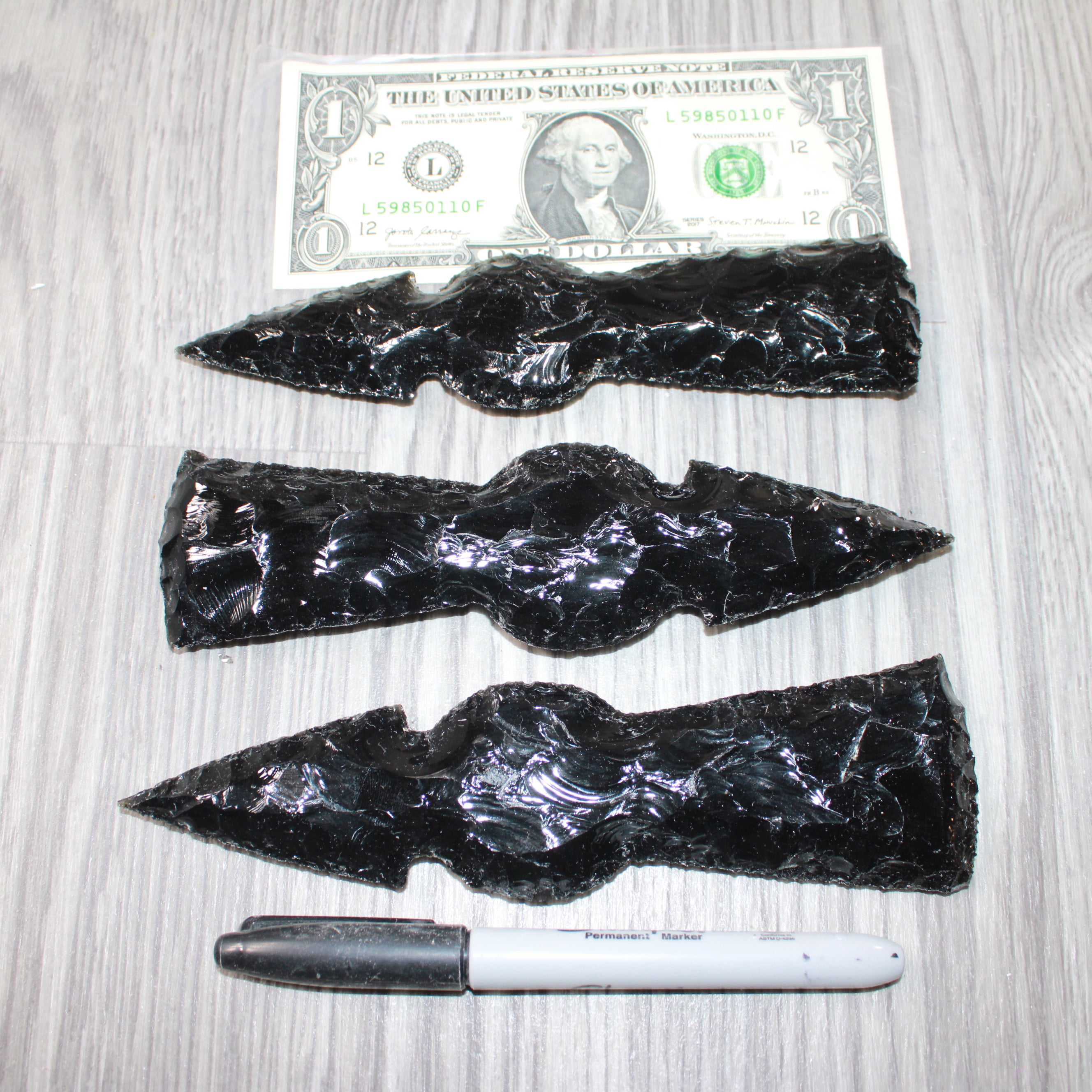 3 Obsidian Ornamental Tomahawk Heads  #3463    Axe Hatchet Ax