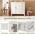 thumbnail image 2 of 36-inch Bathroom Vanity with Resin Sink, Modern Freestanding Floor Rustic Single Combo Storage Cabinet with 2 Soft Close Doors and 4 Drawers, White, 2 of 7