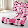 thumbnail image 4 of Manfei Modern Checkered Twin Quilt Set,Minimalist Polka Dot Twin Coverlet Set,Pink White,2pcs,1 Bedspread and 1 Pillowcase, 4 of 7