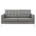 thumbnail image 4 of Contemporary Modern Urban Designer Living Room Lounge Club Lobby Loveseat Sofa, Faux Vinyl Leather, Grey Gray Silver, 4 of 4