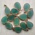 thumbnail image 3 of K-KED Wholesale 20pcs Natural Green Aventurine Stone Gold Side Water Drop Pendants, 3 of 3