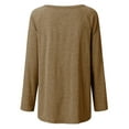 thumbnail image 4 of Frontwalk Ladies T-shirt Solid Color T Shirt Crew Neck Tee Work Casual Pullover Long Sleeve Tunic Blouse Khaki 4XL, 4 of 7