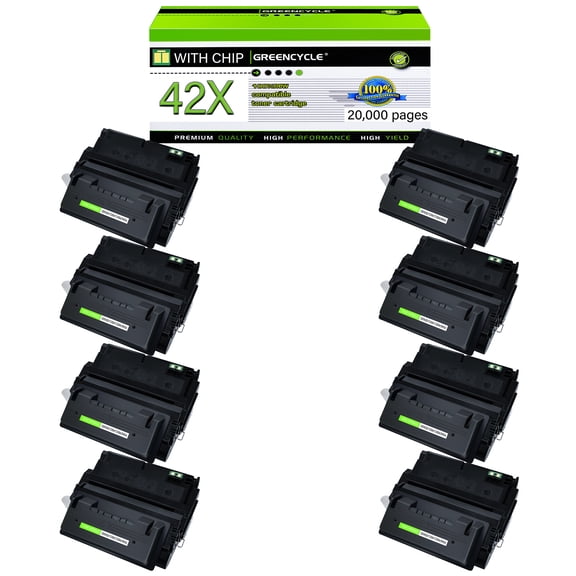 GREENCYCLE 8 Pack Compatible for HP 42X Q5942X Black Toner Cartridge Replacement with HP Laserjet 4250 4250dtn 4250dtnsl 4250n 4250tn 4350 4350dtn 4350dtnsl 4350n 4350tn Printer