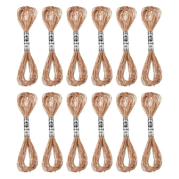 Uxcell 12 Skeins Embroidery Floss, Metallic Embroidery Thread Bronze Tone