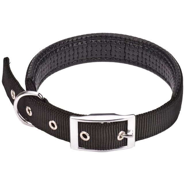 1 collar para perro (S, negro), cómodo collar para perro ajustable con hebilla fácil, collar acolchado de nailon resistente para cachorros y mascotas ER