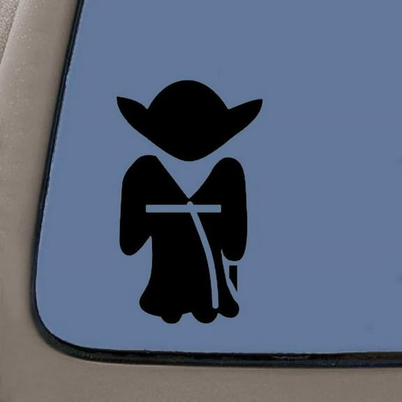 Yoda Decal | 5.5-Inches | Black Vinyl Decal | Car Truck Van SUV Laptop Macbook Wall Decals
