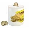thumbnail image 2 of Grunge Piggy Bank, Retro Car with Digital Grunge Torn Splash Dirty Graffiti Like Urban Illustration, Ceramic Coin Bank Money Box for Cash Saving, 3.6" X 3.2", Green Mustard, by Ambesonne, 2 of 4