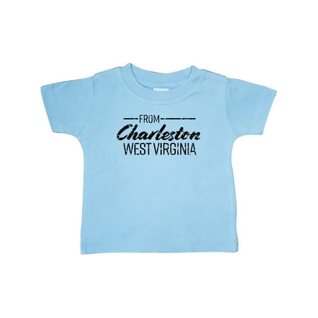 

Inktastic From Charleston West Virginia in Black Distressed Text Gift Baby Boy or Baby Girl T-Shirt