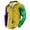Yellow, variant on Mardi Gras Outfits Male Spring And Summer Zipper Carnival Long Sleeve Lapel Full Print Holiday Celebration T Shirt Green L
