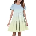 thumbnail image 2 of Spazoro Toddler Girls A-Line Dress, Round Neck Casual Color Block Short Sleeve Princess Dresses for Child Girls Sky Blue Size 4-5T, 2 of 5