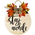 thumbnail image 1 of Eveokoki 11" Stay Awhile Sign for Front Door Farmhouse Wooden Door Hangers Front Door Outdoor Hanging Wreaths Sign,Rustic Round Sign Porch Decor, 1 of 5