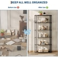 thumbnail image 3 of Memoryfield 6 Tier Bookshelf with Metal Frame, Industrial Tall Bookcase, Freestanding Open Back Display Rack, Storage shelf, for Bedroom, Living Room, Black, 3 of 7
