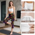 thumbnail image 7 of SCRAWLGOD Colorful Paw Print Black Soft Capri Leggings with Pockets for Women High Waist Tummy Control Crop Leggings Slim Breathable 3/4 Stretch Athletic Yoga Lounge Tights, XS, 7 of 7