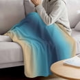 thumbnail image 3 of Blue Teal Yellow Ombre Blanket Soft Cozy Warm Throw Blanket for Couch, Plush Fuzzy Flannel Fleece Blankets for Sofa, Farmhouse Modern Gradient Art Bed Blankets Lightweight Gifts for Women, 40"x50", 3 of 9