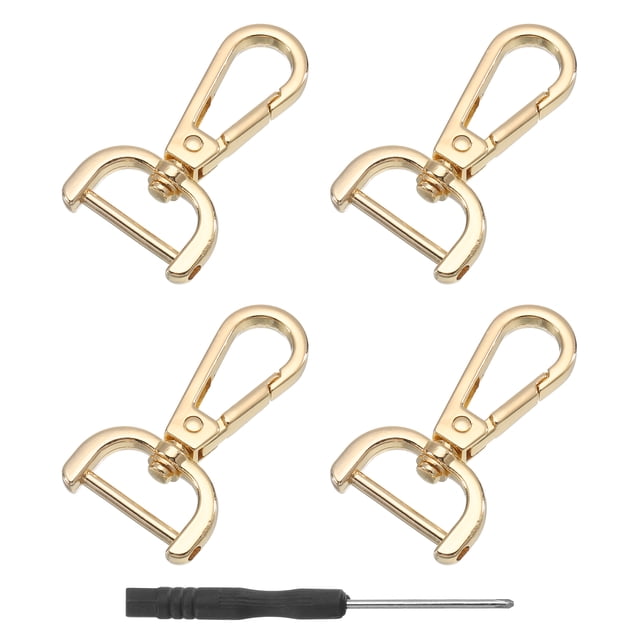 Uxcell 4Pack Swivel Clasps, 0.78" D Ring Detachable Snap Hook with Screwdriver, Gold