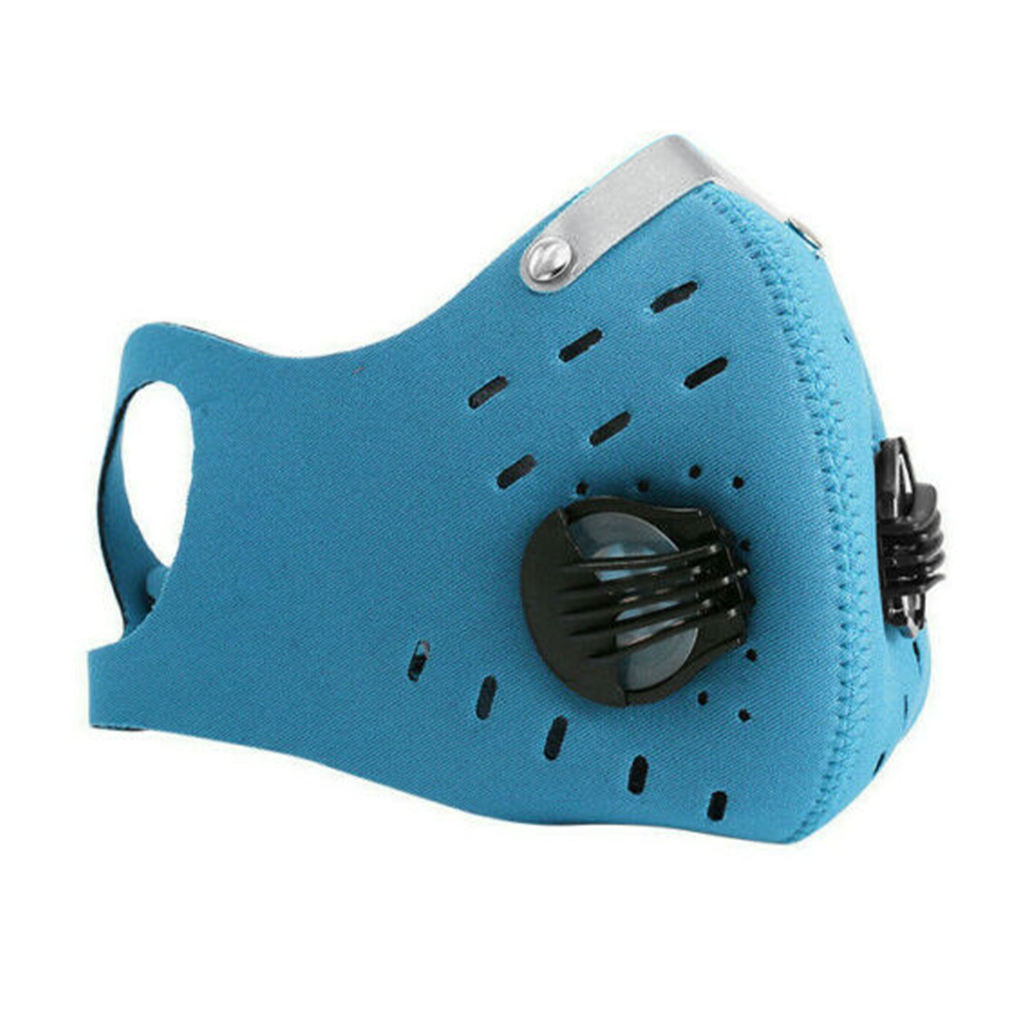 Blue Soft Safety Face Mask Reusable x 2  Carbon Filters & Flow Valve USA Seller 