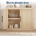 thumbnail image 6 of 35.4 in Sideboard Buffet Cabinet with Storage, Mid Century Modern Accent Cabinet with 2 Doors, Wood Coffee Bar Media Console Credenza for Living Room, Kitchen, Hallway, Natural, 6 of 9