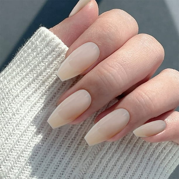 Uñas francesas cuadradas Apuakthei Nude, cortas, negras y blancas, con prensa acrílica