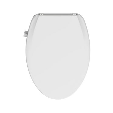 Mainstays Elongated Non-Electric Bidet Toilet Seat with Dual Self-Cleaning Nozzles, Daisy White