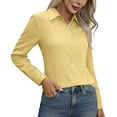 thumbnail image 7 of Lmueinov Women's Long Sleeve Button Down Dress Shirts Lapel Collar Slim Fit Work Blouses Wrinkle Resistant Office Business Casual Tops, S-5XL, 7 of 7