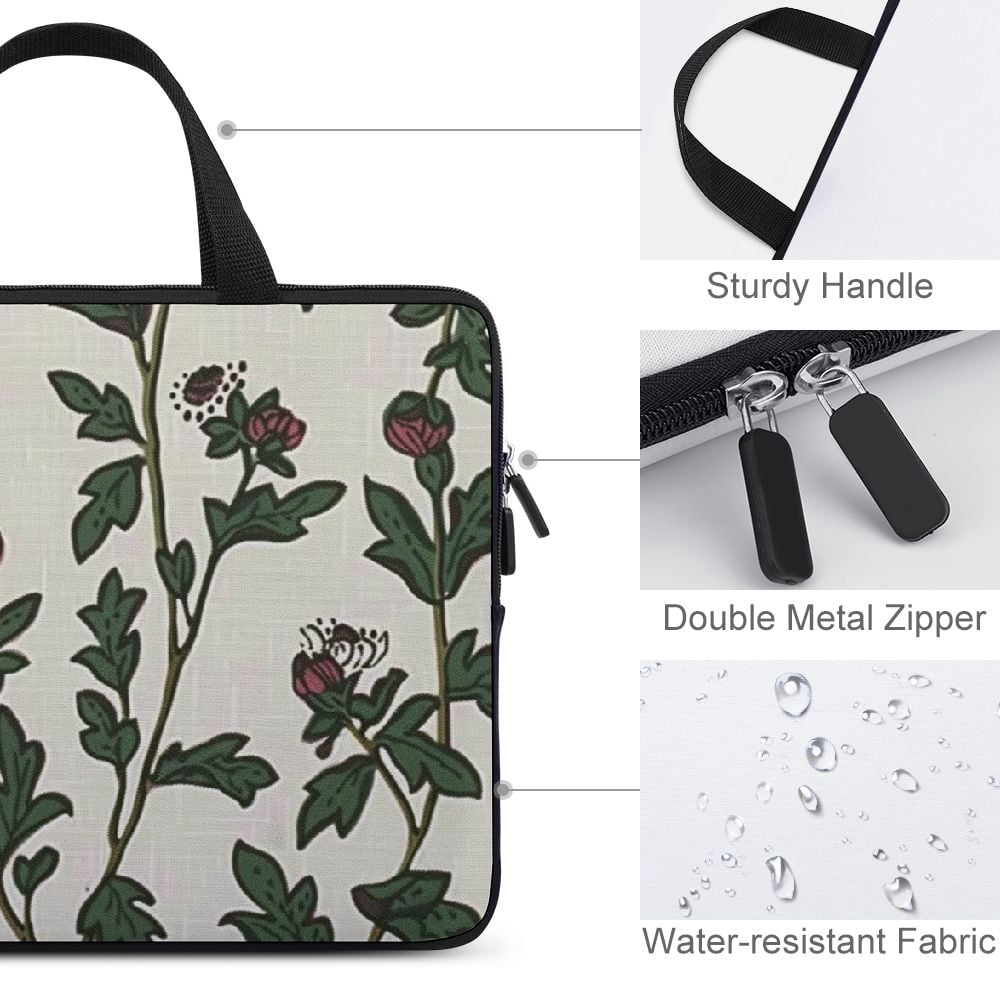 JRXY Flowers Fine Foliage Lace Laptop Bag Diving Fabric Computer Protective Handle Case 15inch