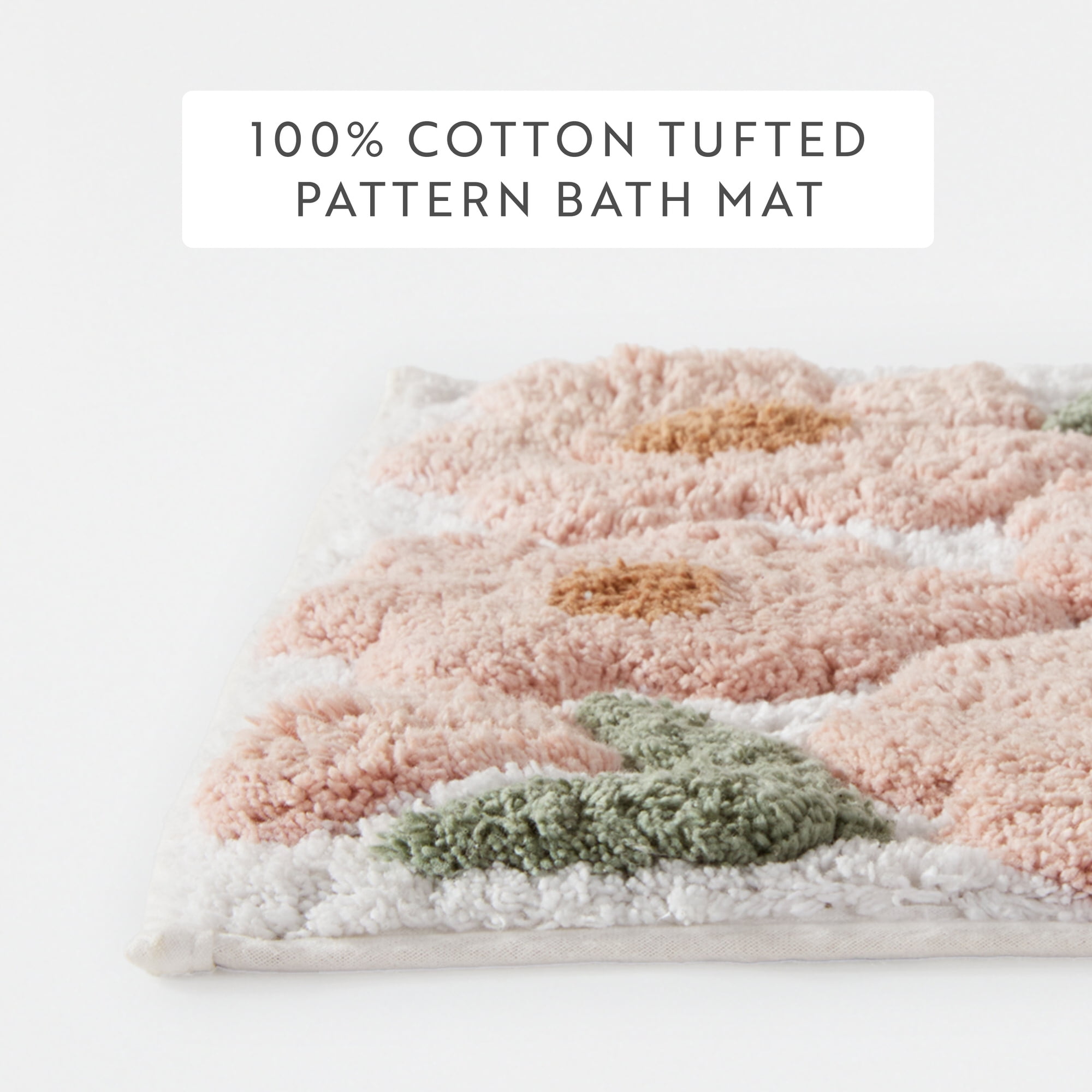 Noble Linens Floral Pattern Cotton Bath Mat, 24 in x 17 in, Blossoms Pink