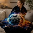 thumbnail image 3 of Rdsfhsp Flaming Soccer Ball Dynamic Burst Sports Flannel Throw Blanket Soft Warm Fleece Blanket for Kids Soccer Fans Couch Decor, 3 of 5