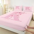 thumbnail image 3 of jejeloiu Bowknot Monogrammed K Bed Sheets,Kawaii Bow Tie King Sheets,Pink Cartoon Bowtie Sheet Set For Girl Teens,Ultra Soft Bedroom Decor,4pcs, 3 of 7