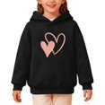 thumbnail image 4 of CPNG Girls Fleece Lined Hoodies Heart Print Long Sleeve Hooded Sweatshirts Without Pocket Kids Loose Fit Daily Pullover Sweatshirt, 4 of 5