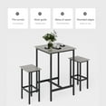 thumbnail image 5 of UHOMEPRO Bar Table Set of two, Count Height Table Set with 2 Stools, Modern Dining Table Set with Metal Frame Support, Wood Top Pub Table & Chair Set for Kitchen Apartment Bistro, Gray, 5 of 10