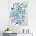 thumbnail image 1 of Folk Tapestry, Doodle Style Floral Arrangement with Ornament Design Abstract Leaves Image Print, Fabric Wall Hanging Decor for Bedroom Living Room Dorm, 5 Sizes, Dark Blue White, by Ambesonne, 1 of 1
