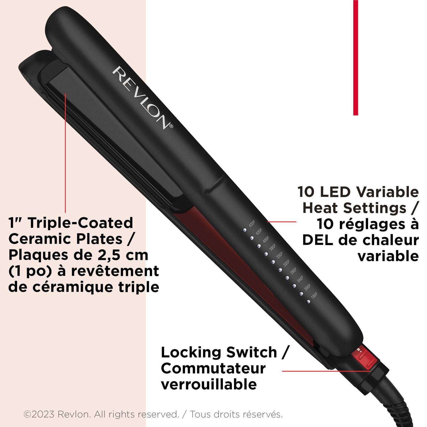 Revlon SmoothStay RVST2211F Fer plat de 2,5 cm infuse d’huile de coco