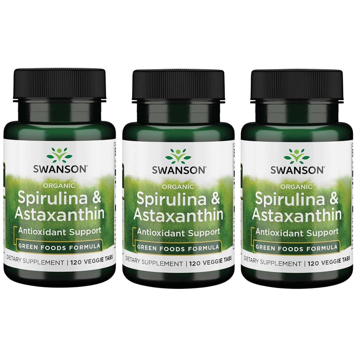 Swanson Organic Spirulina & Astaxanthin 120 Veg Tabs 3 Pack