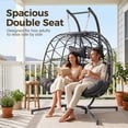 thumbnail image 6 of RADIATA Double Hanging Egg Chair with Stand and 5" Cushions, 2-Person Wicker Swing Chair, 690 lb Weight Capacity, Indoor Outdoor Patio Loveseat, Dark Gray, 6 of 11