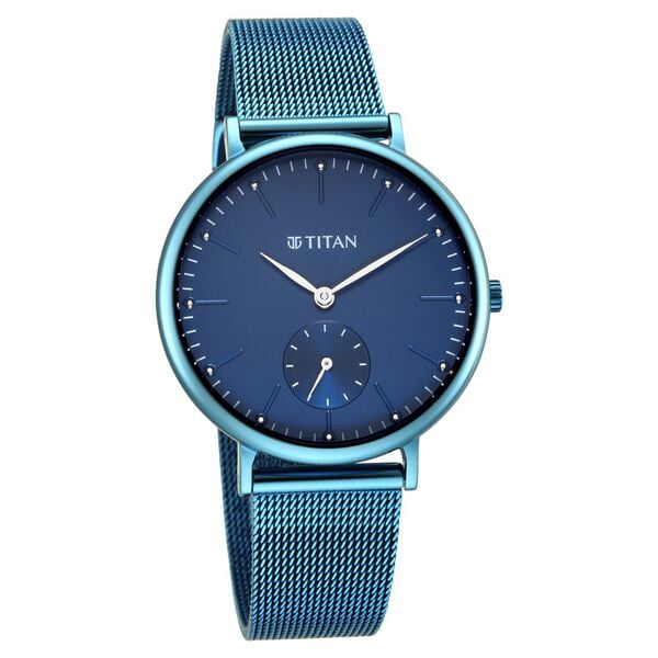Titan Slimline Blue Dial Analog Stainless Steel Strap Watch for Women&nbsp;