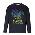thumbnail image 5 of TIMIFIS Chemises à Manches Longues pour Hommes Mardi Gras Mode Décontractée Carnaval Imprimé Col Rond T-Shirt Léger Pull Tops de Fête, 5 of 5